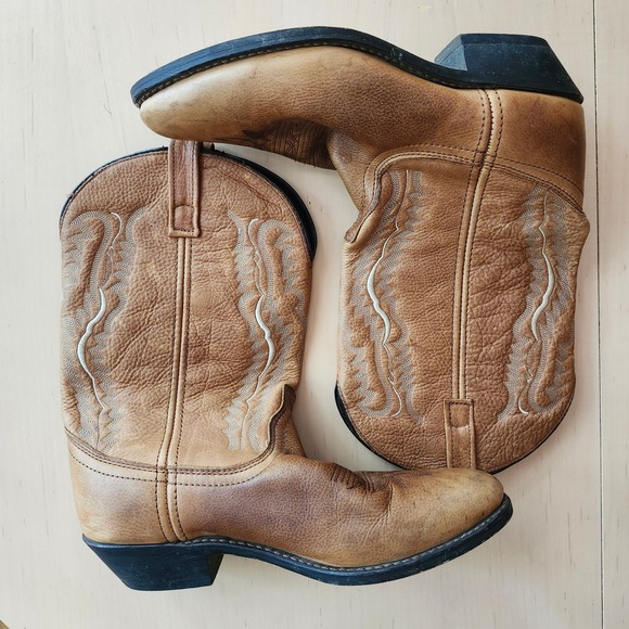 Laredo Shoes - Laredo Western Cowboy Boots Leather Womens 10 Tan Embroidery Slouchy Boho